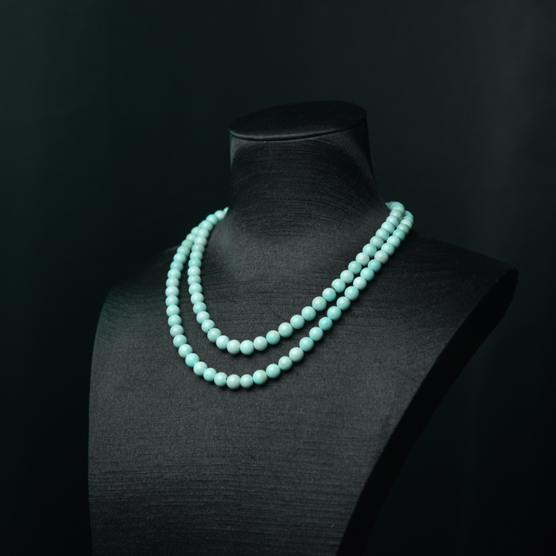 高瓷铁线蓝绿绿松石长链-红掌柜