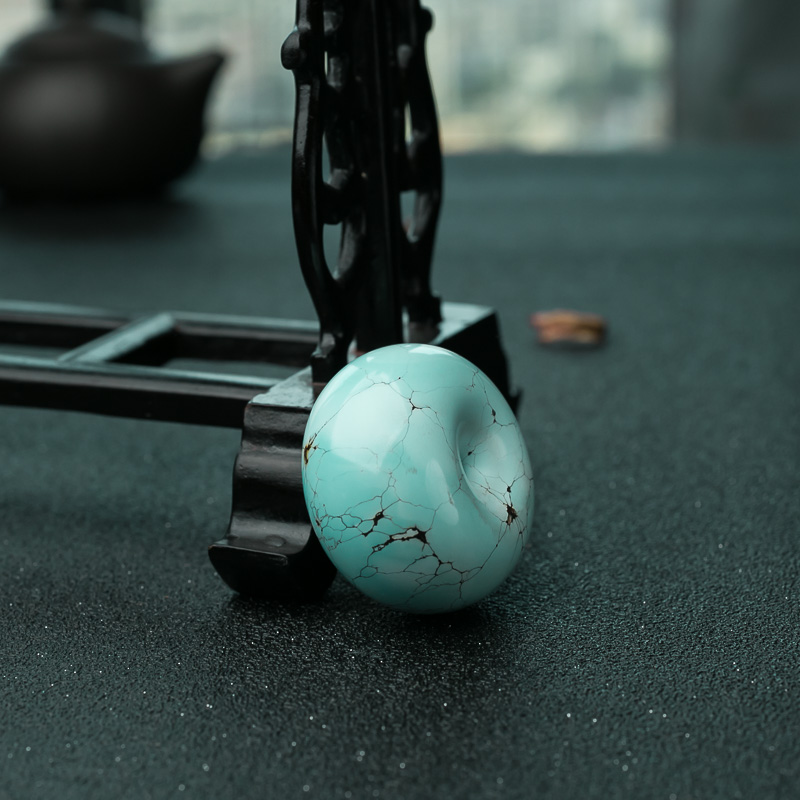 中高瓷铁线蓝绿松石平安扣吊坠-红掌柜