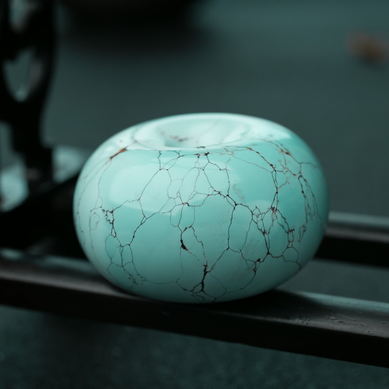 中高瓷铁线蓝绿松石平安扣挂坠-红掌柜