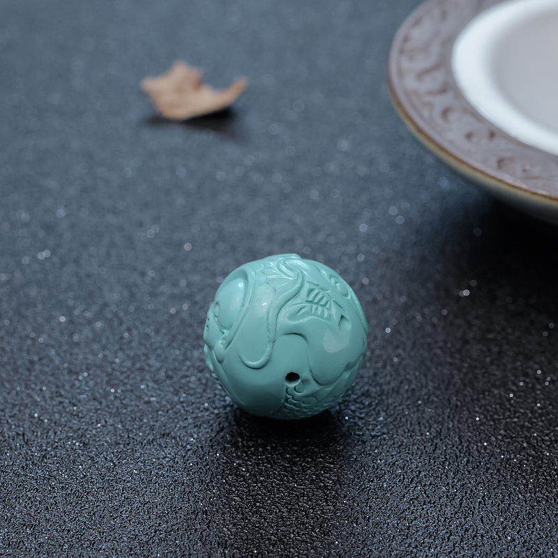 中高瓷蓝绿松石龙纹配珠-红掌柜