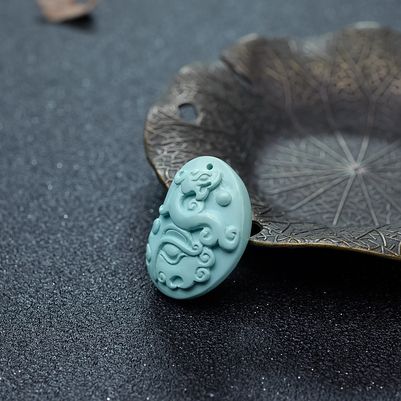 蓝绿松石龙吊坠-红掌柜
