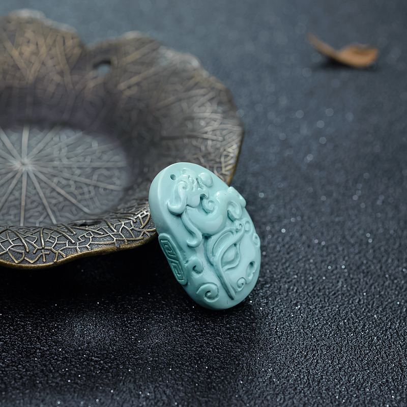 中高瓷绿松石龙吊坠-红掌柜