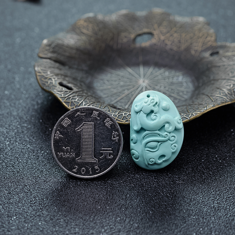 天然绿松石龙吊坠-红掌柜