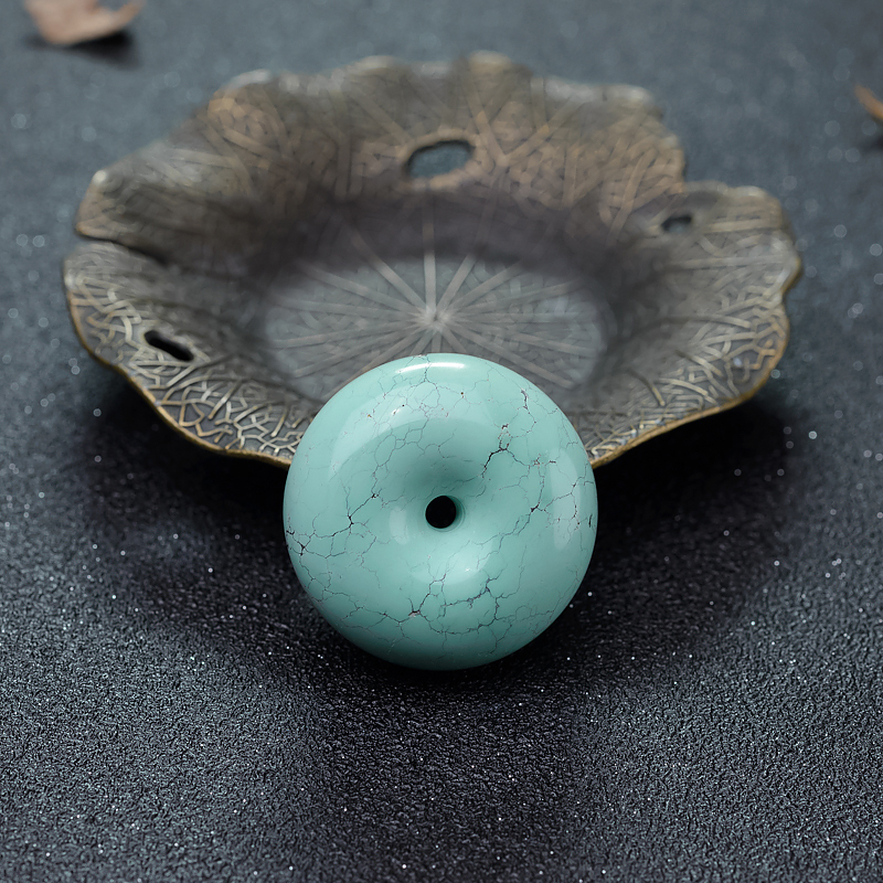 中高瓷铁线蓝绿松石平安扣吊坠-红掌柜