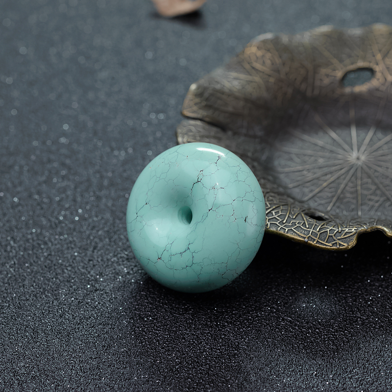 铁线蓝绿松石平安扣吊坠-红掌柜