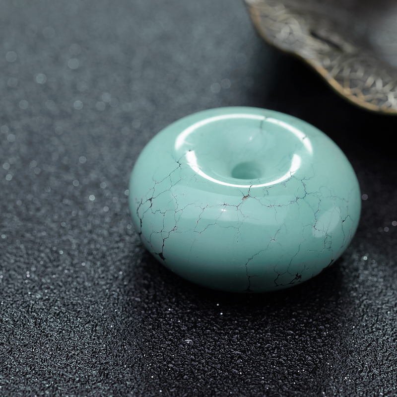 中高瓷铁线蓝绿松石平安扣-红掌柜