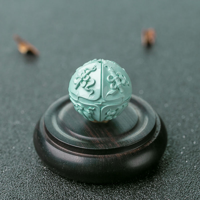 24mm中瓷浅蓝绿松石八宝珠-红掌柜