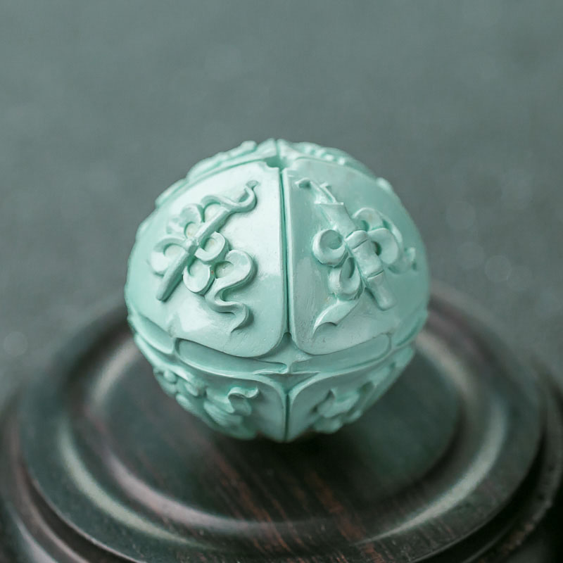 天然绿松石八宝珠-红掌柜