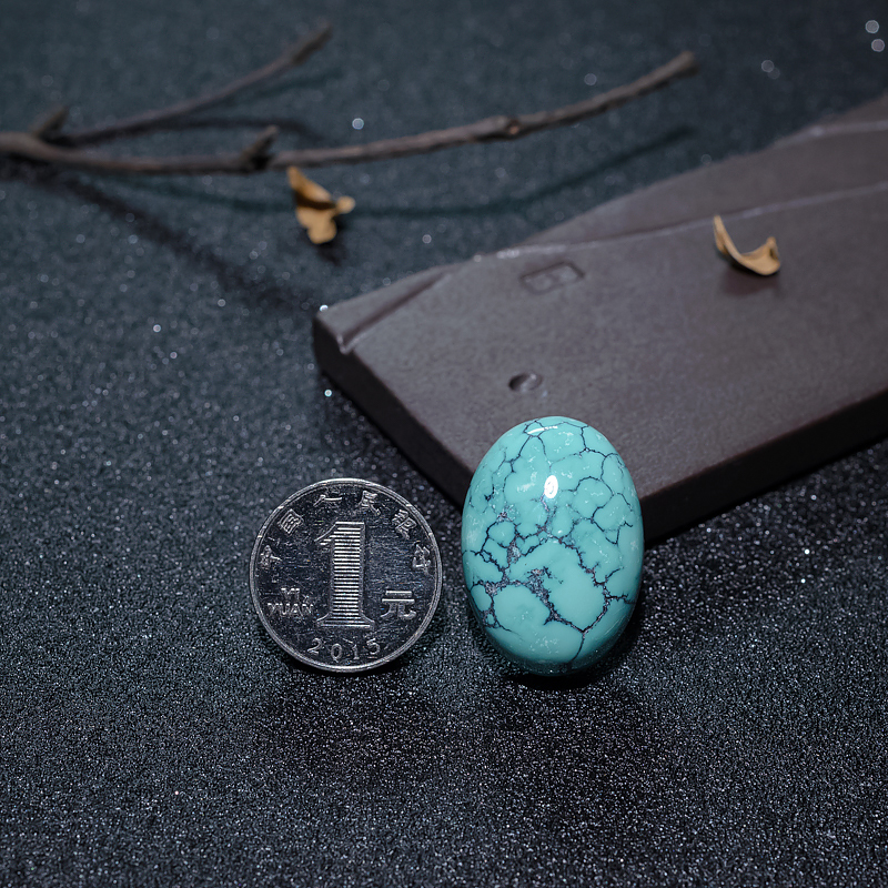 湖北天然绿松石蛋面形戒面-红掌柜