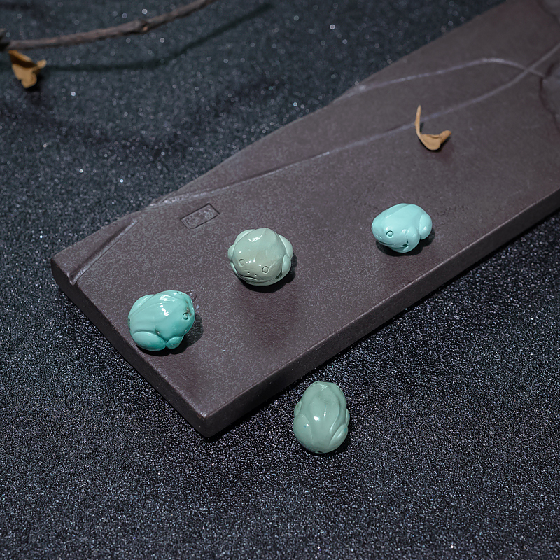 天然绿松石青蛙配件-红掌柜