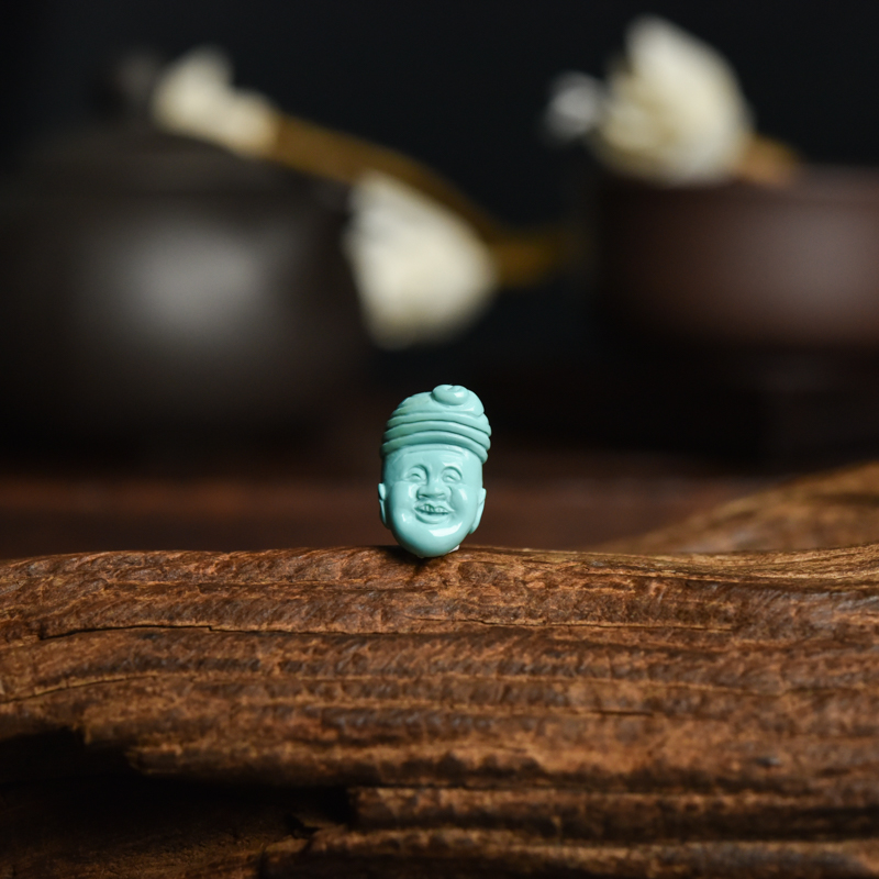 高瓷蓝绿绿松石童子吊坠-红掌柜