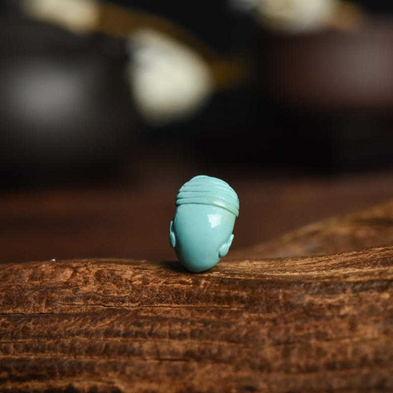 天然蓝绿绿松石童子吊坠-红掌柜