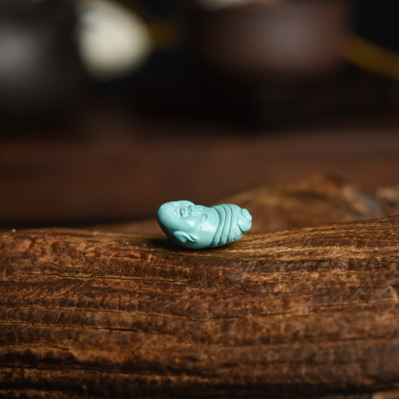 湖北蓝绿绿松石童子吊坠-红掌柜
