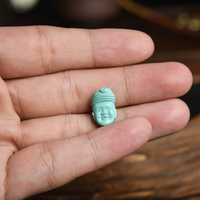 天然绿松石童子吊坠-红掌柜