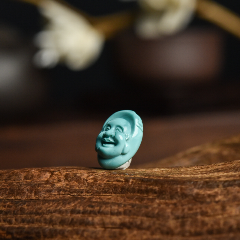 湖北高瓷蓝绿松石佛头吊坠-红掌柜