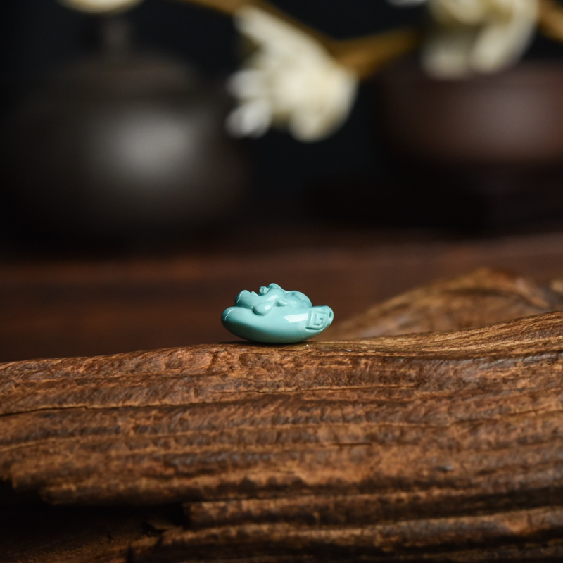 高瓷蓝天然绿松石佛头吊坠-红掌柜