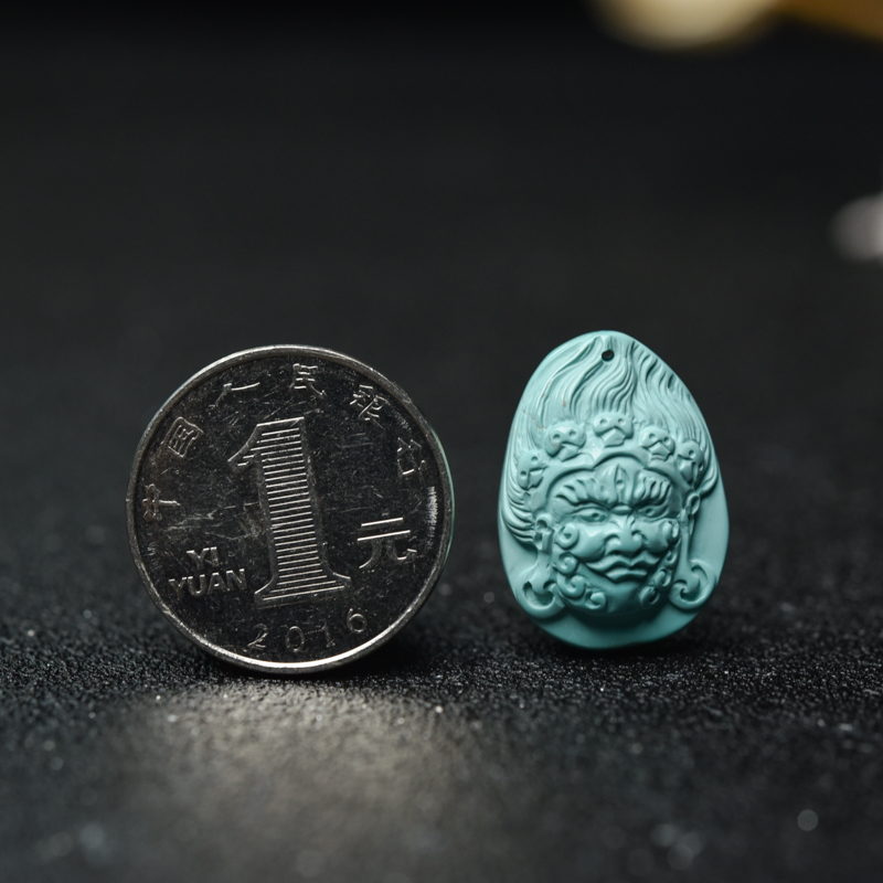 缅甸绿松石大黑天吊坠-红掌柜