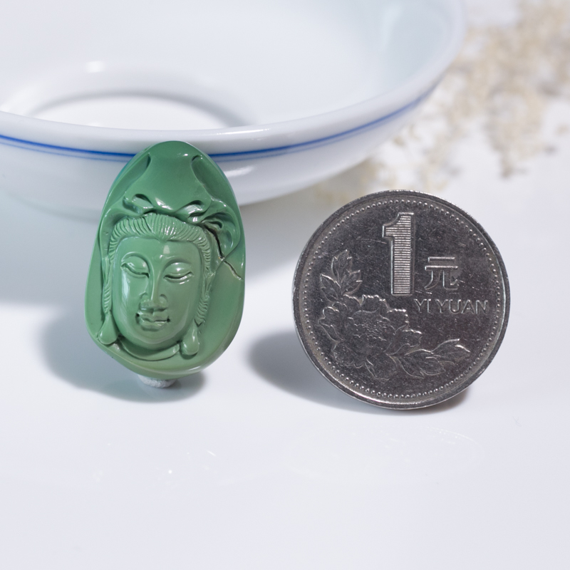 湖北天然绿松石观音吊坠-红掌柜