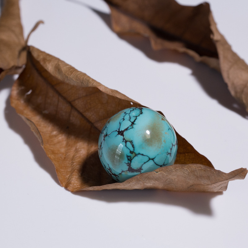 天然绿松石圆珠-红掌柜