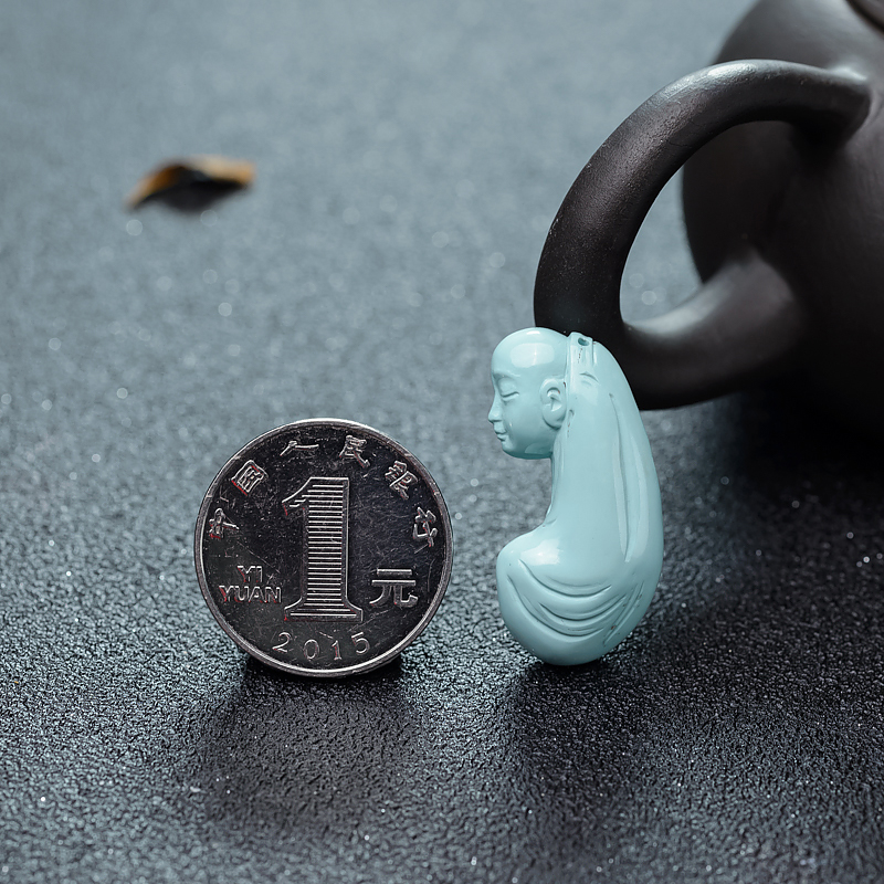 湖北天然绿松石悟道吊坠-红掌柜