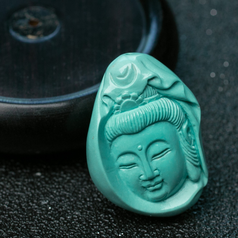 高瓷绿松石观音吊坠-红掌柜