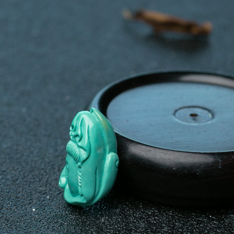 蓝绿松石观音吊坠-红掌柜