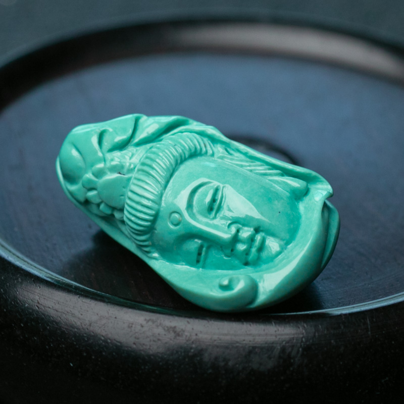 天然绿松石观音吊坠-红掌柜