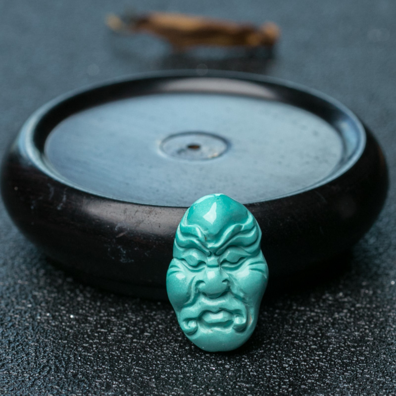 中高瓷蓝绿松石罗汉头配件-红掌柜