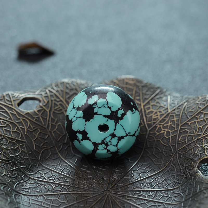 天然高瓷蓝绿绿松石平安扣吊坠-红掌柜