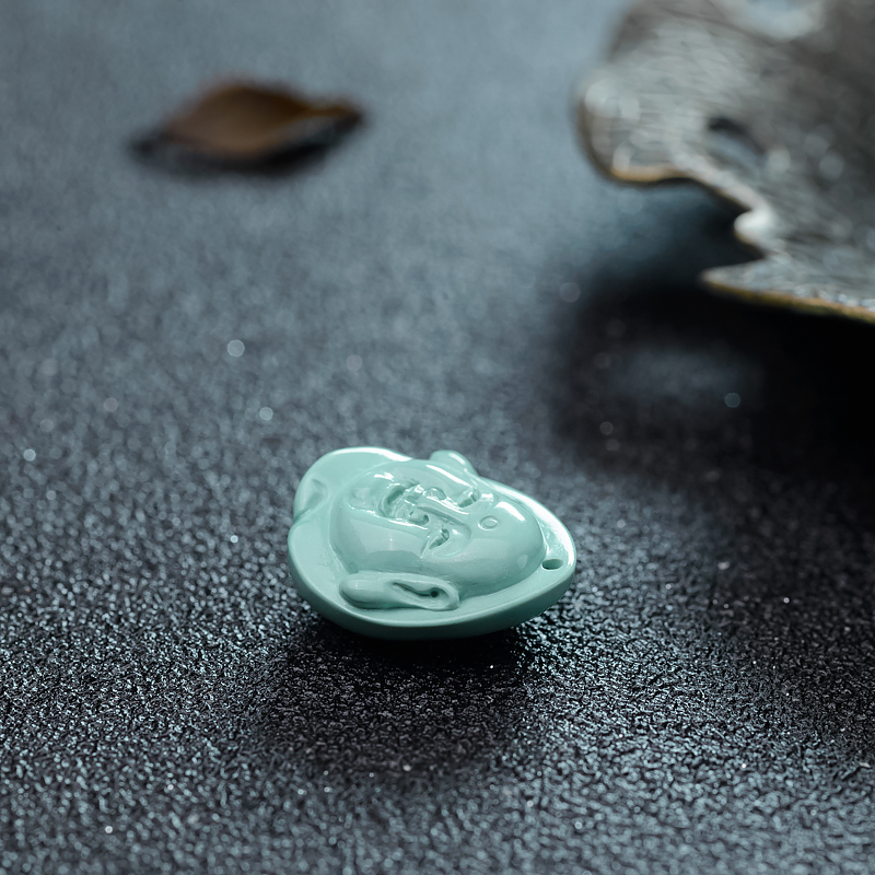 湖北天然高瓷铁线蓝绿绿松石吊坠-红掌柜