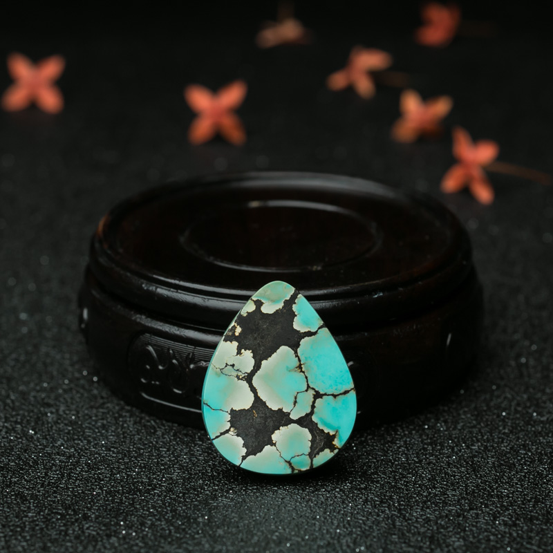 天然蓝绿松石水滴吊坠-红掌柜