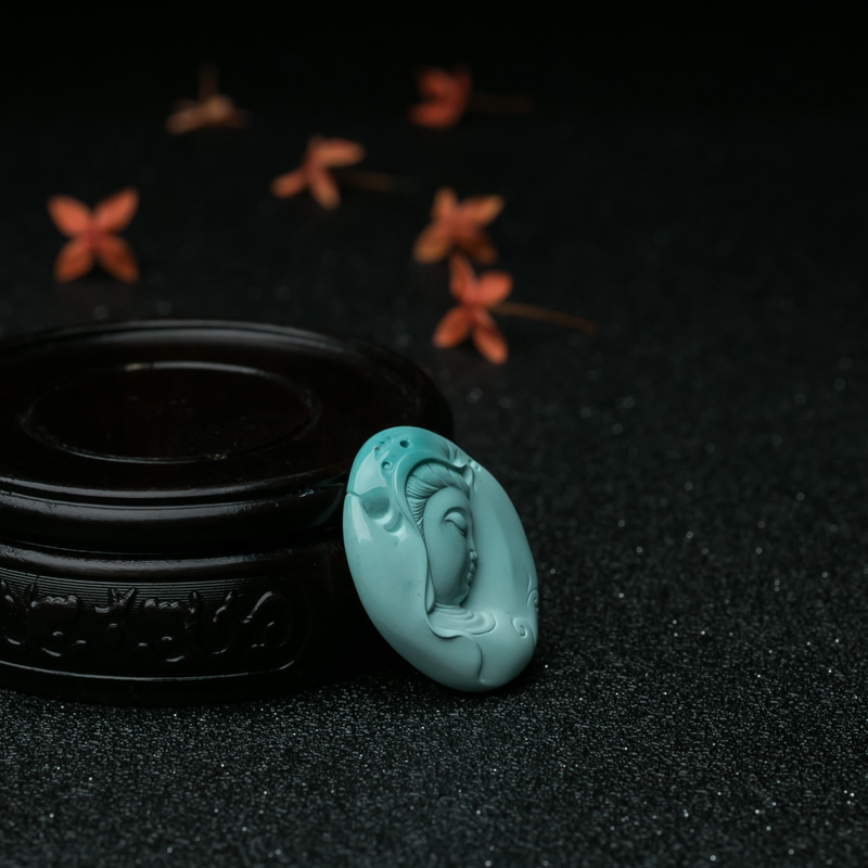 高瓷绿松石观音吊坠-红掌柜