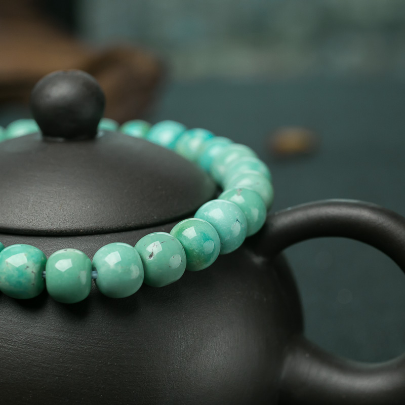 绿松石桶珠单圈手串-红掌柜