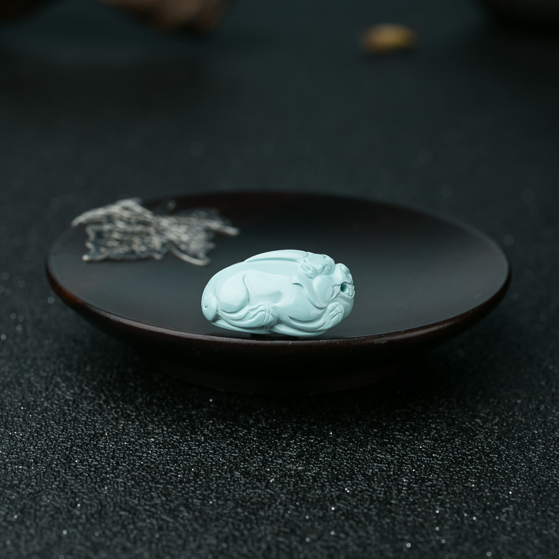 浅蓝绿松石貔貅吊坠-红掌柜