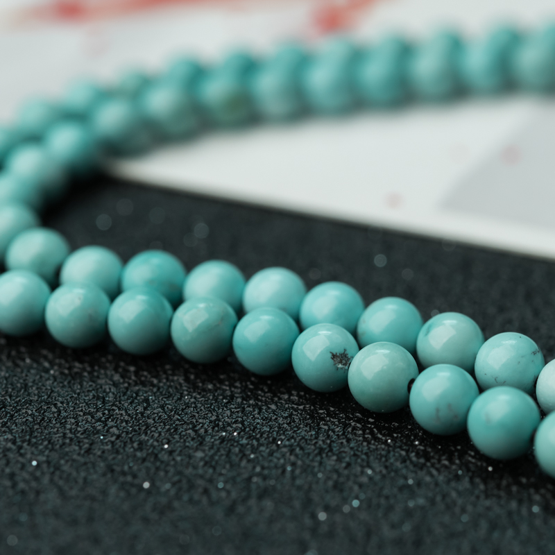 天然绿松石佛珠-红掌柜