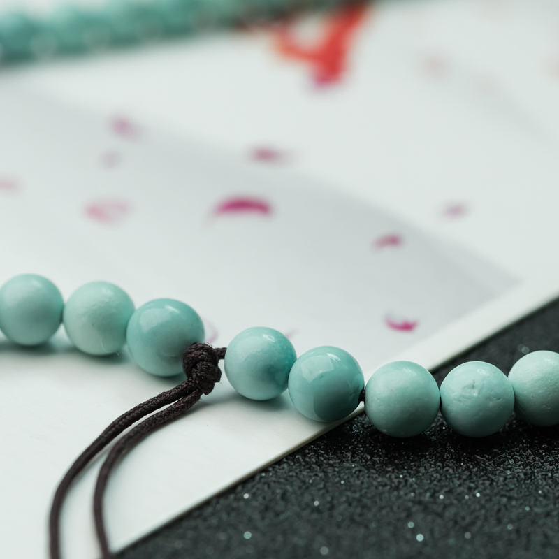 湖北天然中瓷铁线绿松石珠链-红掌柜