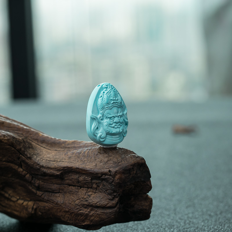 天然绿松石黄财神吊坠-红掌柜