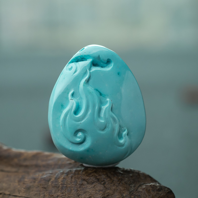 天然绿松石黄财神吊坠-红掌柜