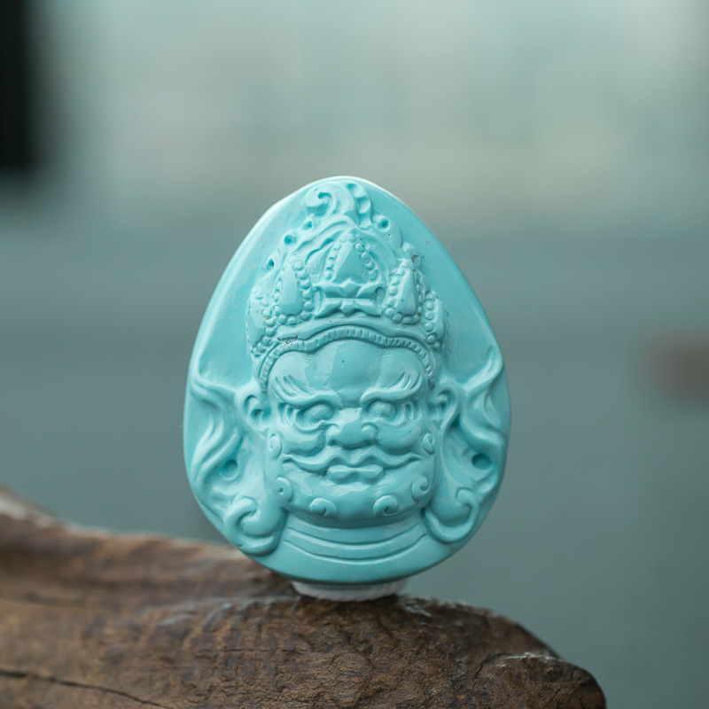 湖北绿松石黄财神吊坠-红掌柜