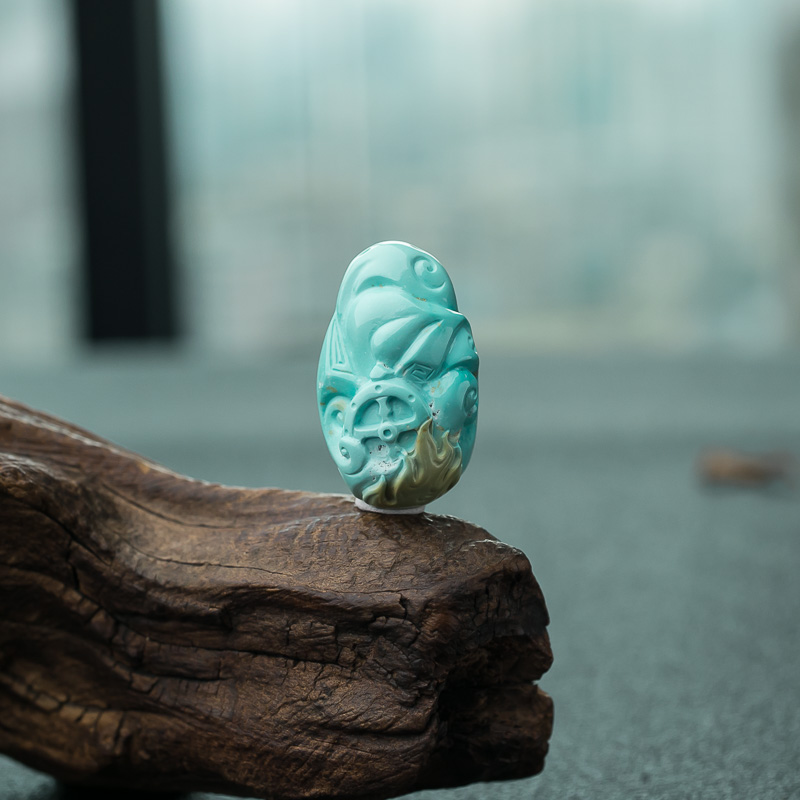 绿松石黄财神吊坠-红掌柜