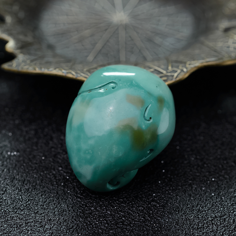 湖北高瓷俏色绿松石一念之间吊坠-红掌柜