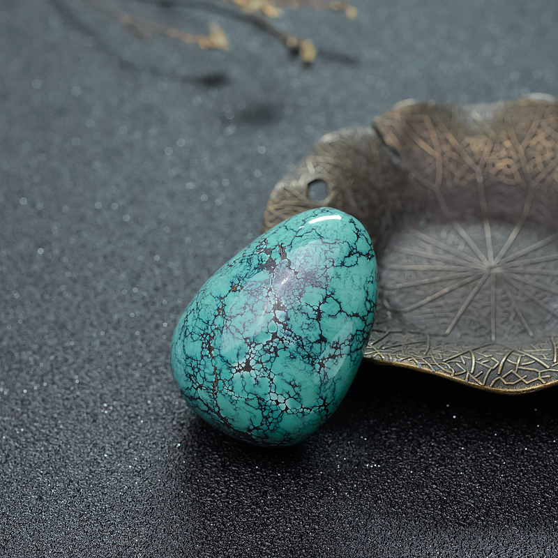 天然湖北蓝绿绿松石随形吊坠-红掌柜