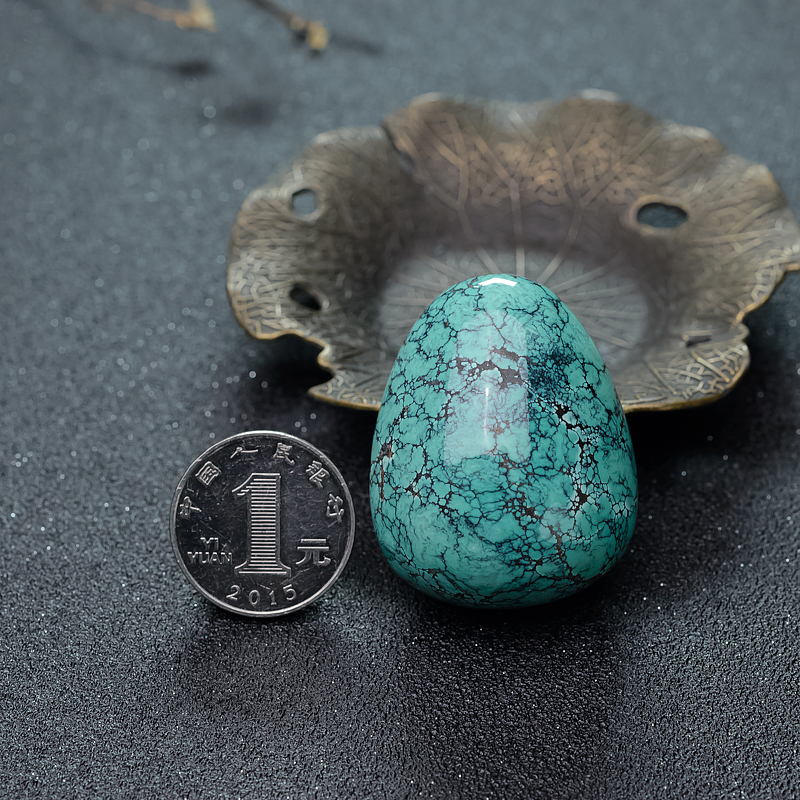 天然湖北高瓷乌兰花蓝绿绿松石随形吊坠-红掌柜