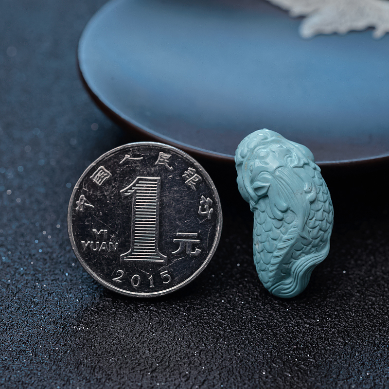 湖北天然绿松石鱼变龙吊坠-红掌柜