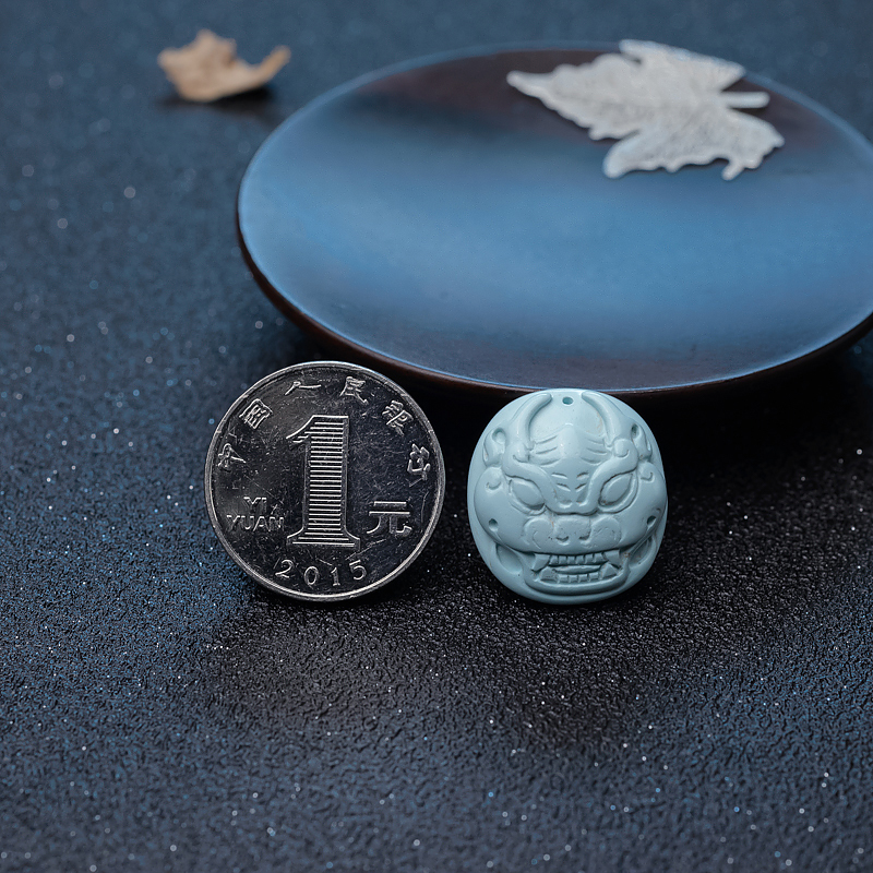 湖北天然绿松石龙头吊坠-红掌柜