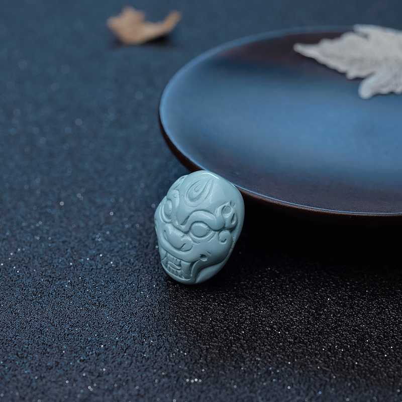 浅蓝绿松石龙头吊坠-红掌柜