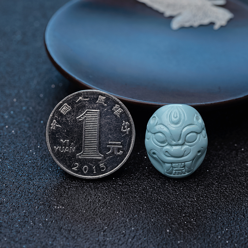 湖北天然绿松石龙头吊坠-红掌柜