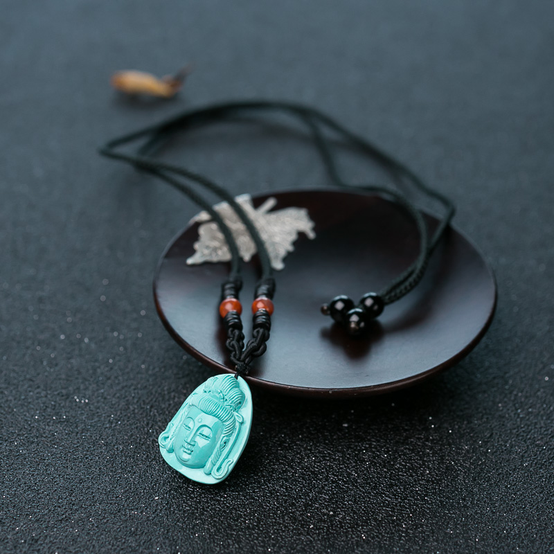 蓝绿松石观音吊坠-红掌柜