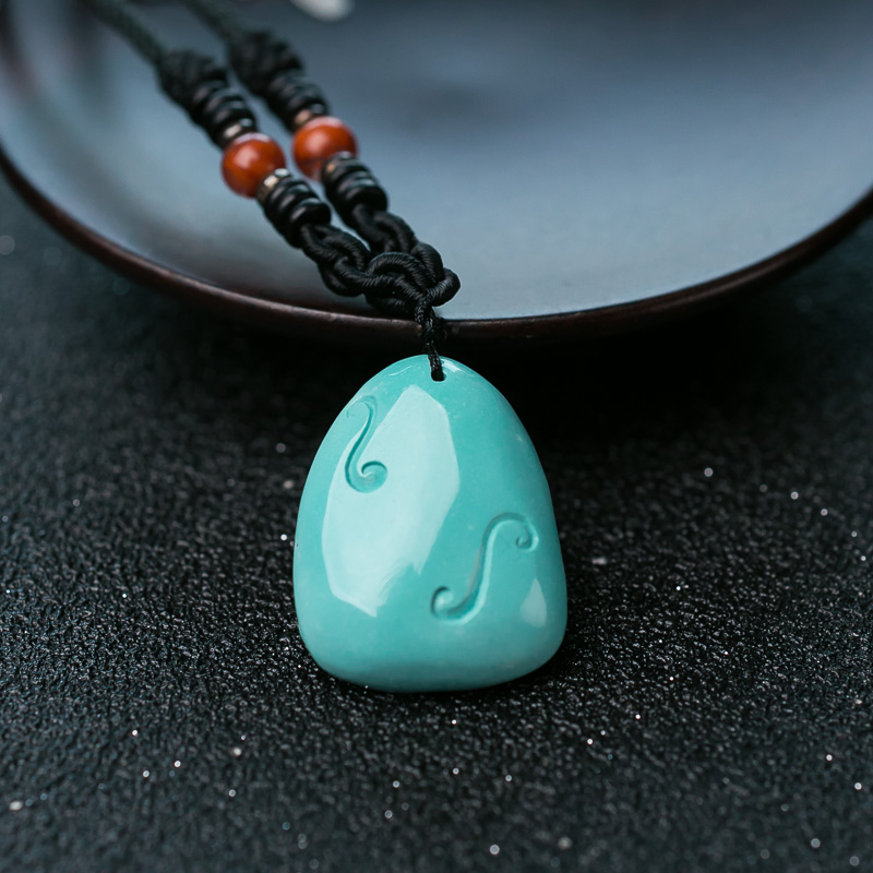 高瓷蓝绿松石观音挂坠-红掌柜