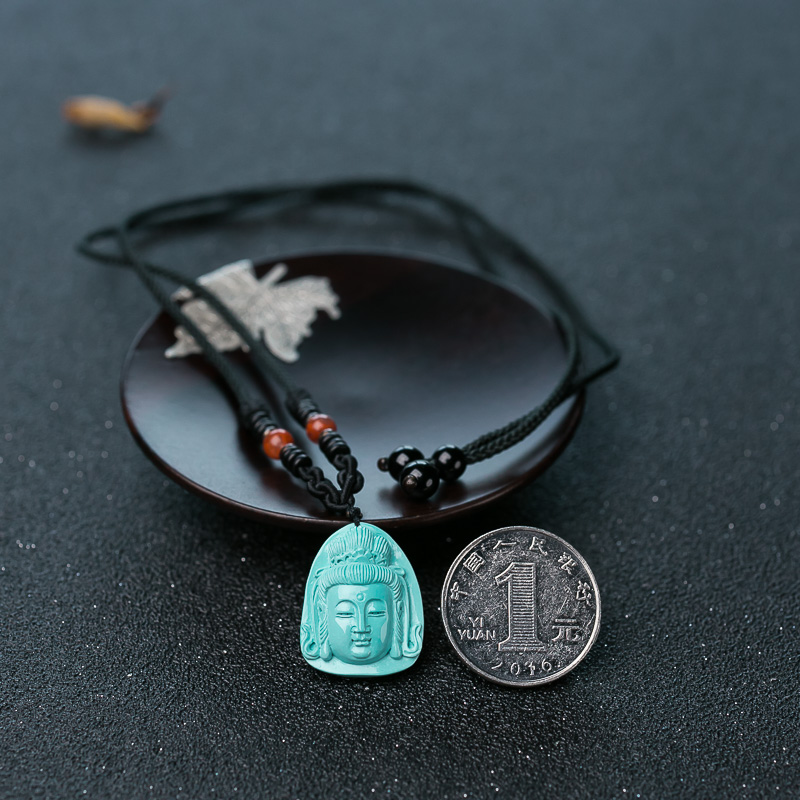 高瓷蓝绿松石观音挂件-红掌柜